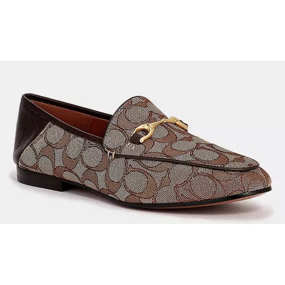 COACH Size 11B Haley Signature Jacquard Horsebit Loafer Shoes Burgundy Cranberry
